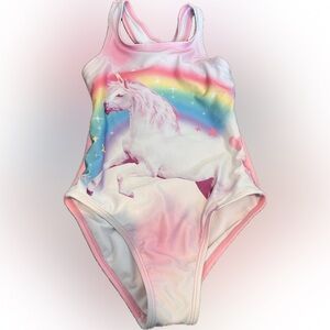 Girls-The children’s place unicorn bathing suit, one piece, size medium